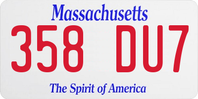 MA license plate 358DU7