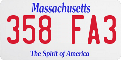 MA license plate 358FA3
