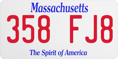 MA license plate 358FJ8