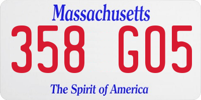 MA license plate 358GO5