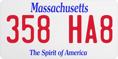 MA license plate 358HA8