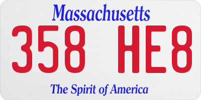 MA license plate 358HE8