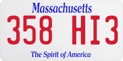 MA license plate 358HI3
