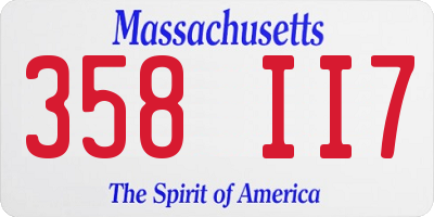 MA license plate 358II7