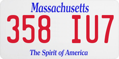 MA license plate 358IU7