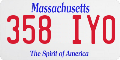 MA license plate 358IY0