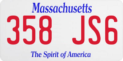 MA license plate 358JS6