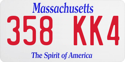 MA license plate 358KK4
