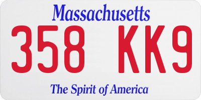 MA license plate 358KK9