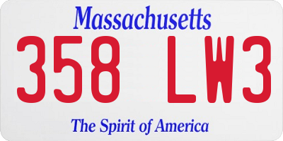 MA license plate 358LW3