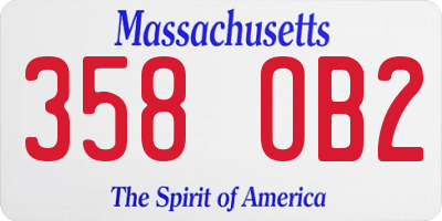 MA license plate 358OB2
