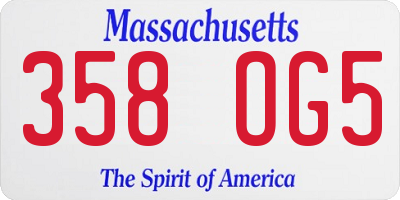 MA license plate 358OG5