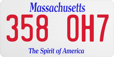 MA license plate 358OH7