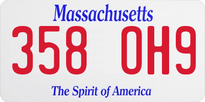 MA license plate 358OH9