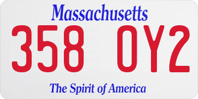 MA license plate 358OY2