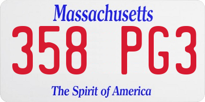 MA license plate 358PG3