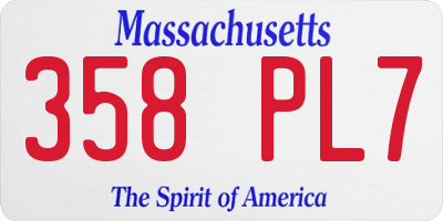 MA license plate 358PL7