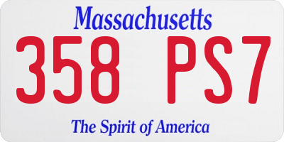 MA license plate 358PS7