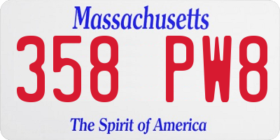 MA license plate 358PW8
