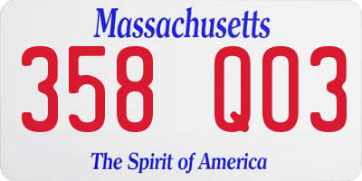 MA license plate 358QO3