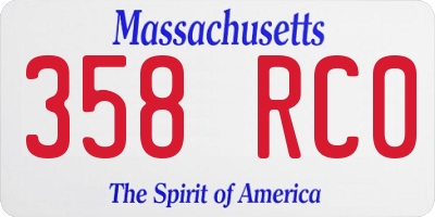 MA license plate 358RC0