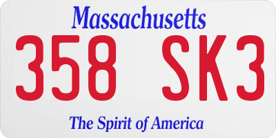 MA license plate 358SK3