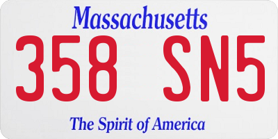 MA license plate 358SN5