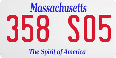 MA license plate 358SO5