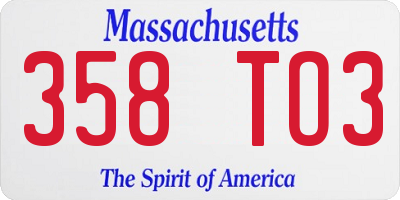 MA license plate 358TO3
