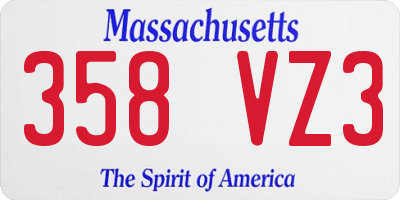MA license plate 358VZ3