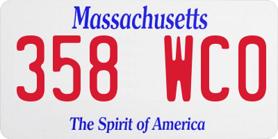 MA license plate 358WC0