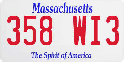 MA license plate 358WI3