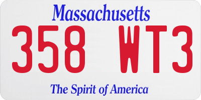MA license plate 358WT3