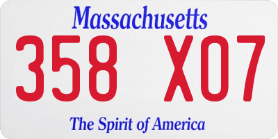 MA license plate 358XO7