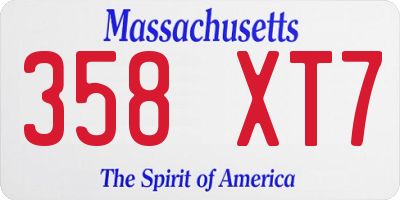 MA license plate 358XT7