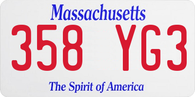 MA license plate 358YG3