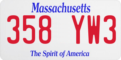 MA license plate 358YW3