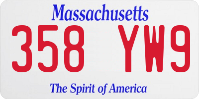 MA license plate 358YW9