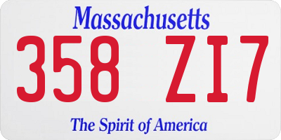 MA license plate 358ZI7