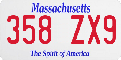 MA license plate 358ZX9