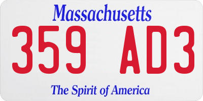 MA license plate 359AD3