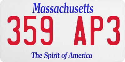MA license plate 359AP3