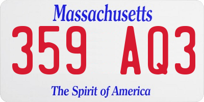 MA license plate 359AQ3