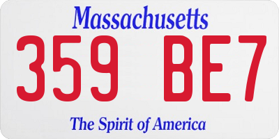 MA license plate 359BE7