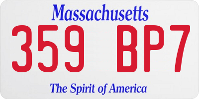 MA license plate 359BP7