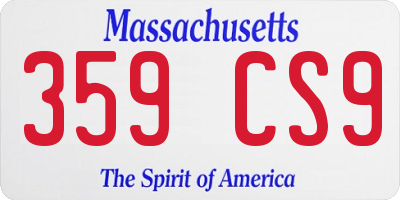 MA license plate 359CS9