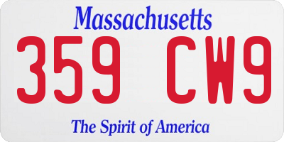 MA license plate 359CW9