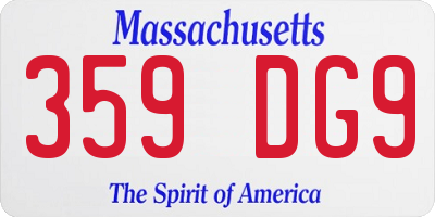 MA license plate 359DG9