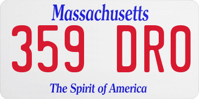 MA license plate 359DR0