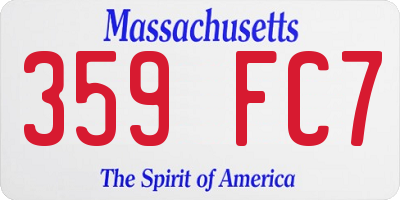 MA license plate 359FC7